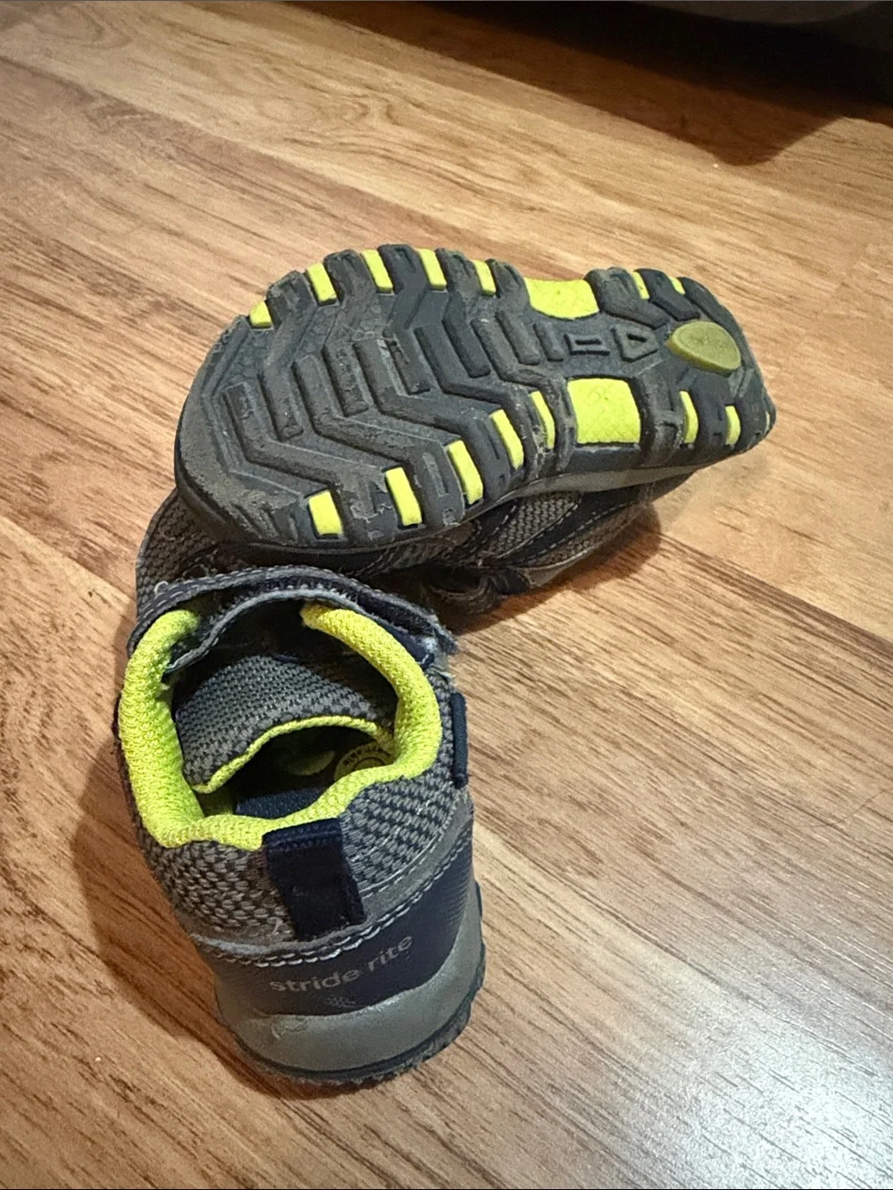 Stride Rite gray and lime Toddler Active Sneakers